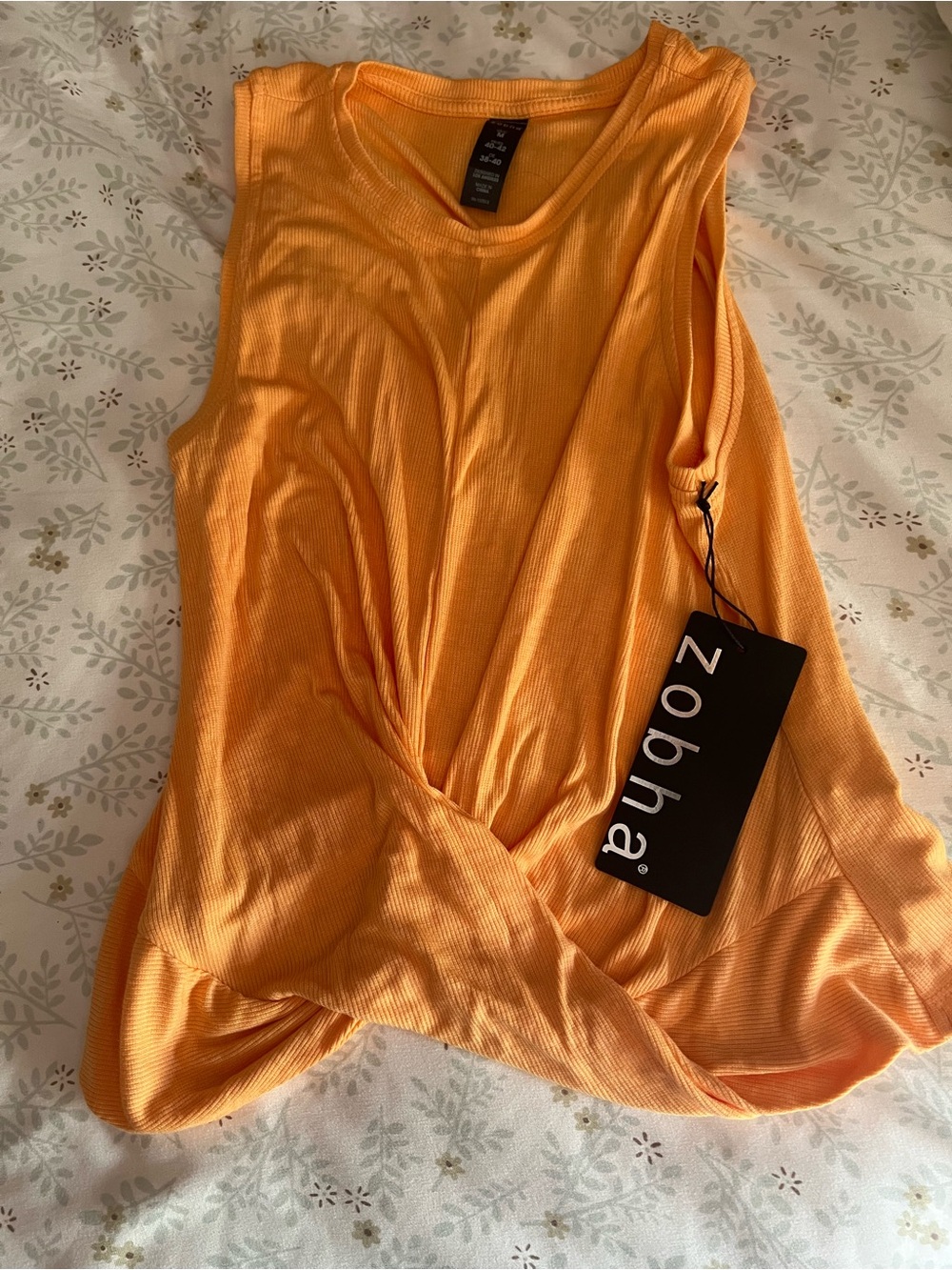 Zobha Women's Apricot Nectar Cindy Tank Twist-Front Top NWT Size M
